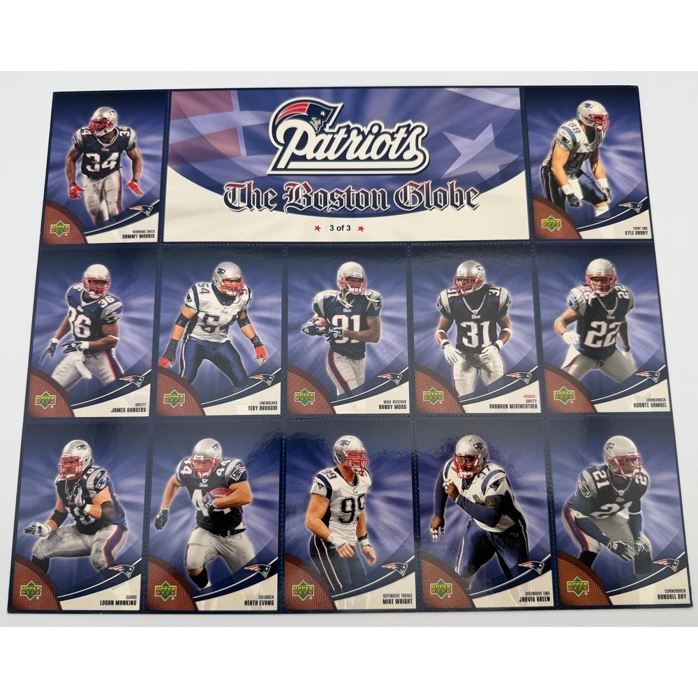 2007 Upper Deck New England Patriots Boston Globe Complete 3 Sheet Set Tom Brady - Picture 7 of 9